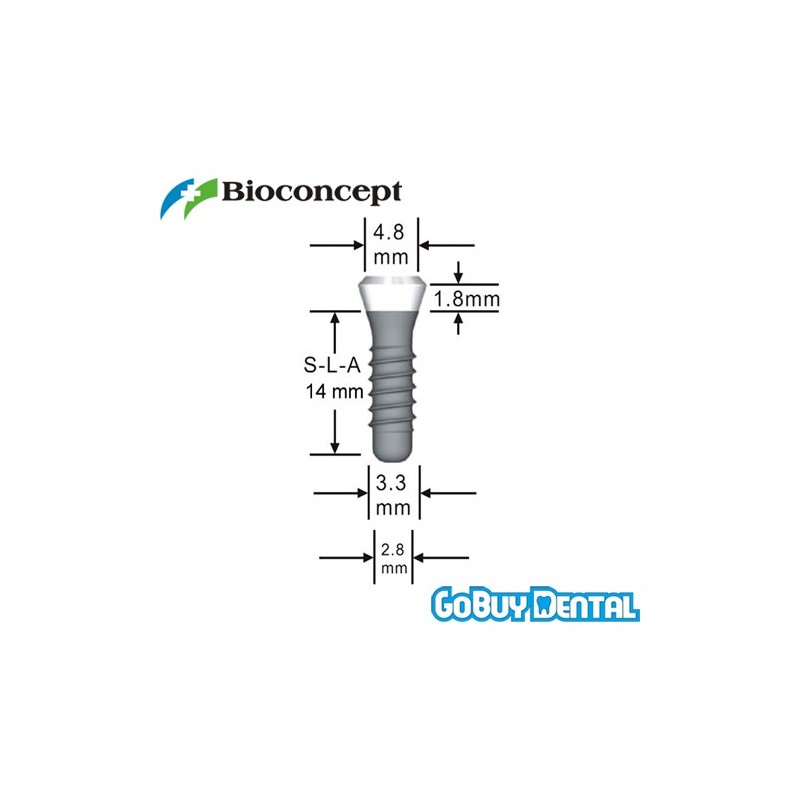 Tissue Level Standard Plus Implants Ф 3.3 mm- L 14mm (Regular Neck  Ф 4.8 mm) 