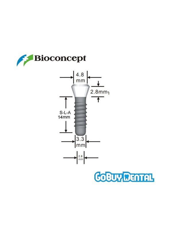 Straumann Compatible Standard Implants Ф 3.3 mm- L 14mm (Regular Neck  Ф 4.8 mm) 