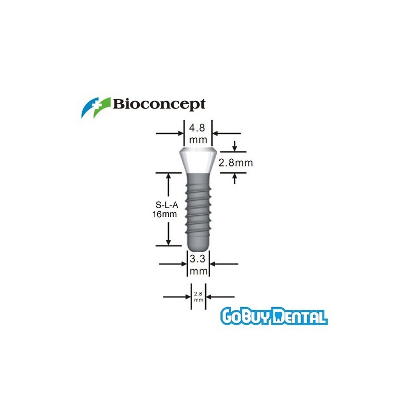 Straumann Compatible Standard Implants Ф 3.3 mm- L 16mm (Regular Neck  Ф 4.8 mm) 