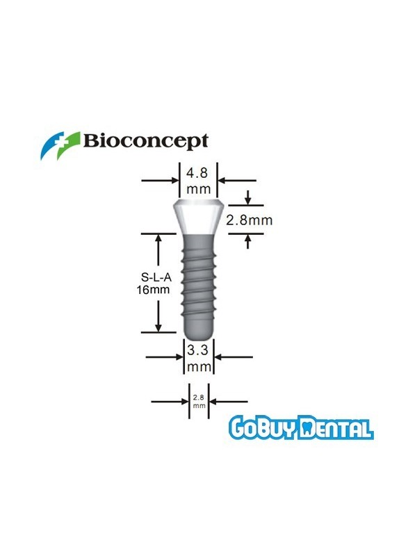 Straumann Compatible Standard Implants Ф 3.3 mm- L 16mm (Regular Neck  Ф 4.8 mm) 