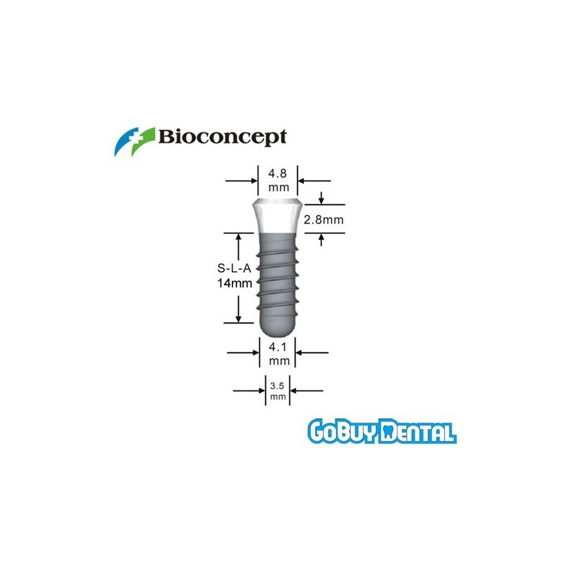 Straumann Compatible Standard Implants Ф 4.1 mm- L 14mm (Regular Neck  Ф 4.8 mm) 