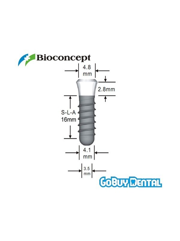 Straumann Compatible Standard Implants Ф 4.1 mm- L 16mm (Regular Neck  Ф 4.8 mm) 