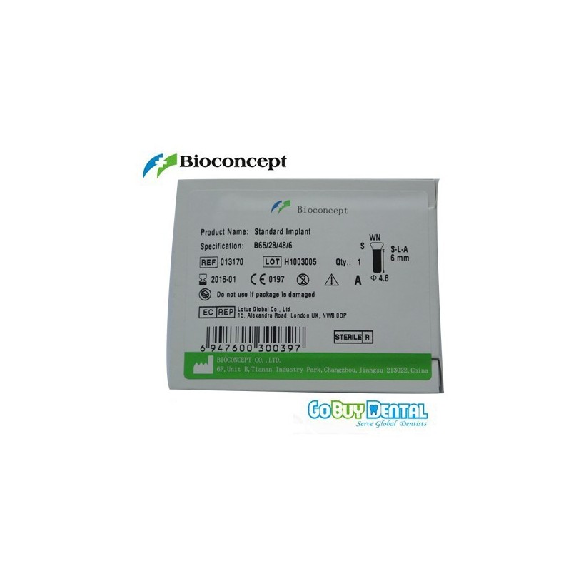 Straumann Compatible Standard Implants Ф 4.8 mm- L 6mm (Wide Neck  Ф 6.5 mm) 