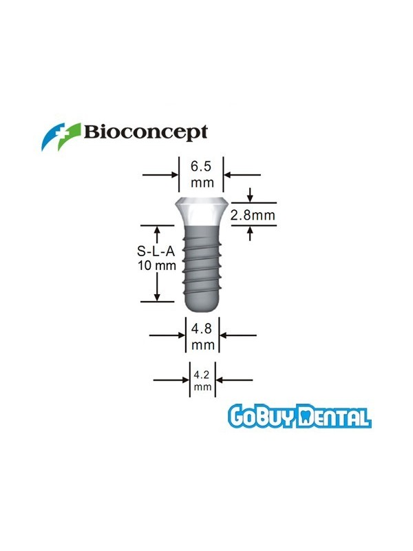 Straumann Compatible Standard Implants Ф 4.8 mm- L 10mm (Wide Neck  Ф 6.5 mm) 