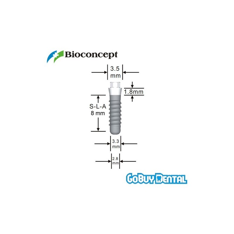 Straumann Compatible Standard Plus Implants Ф 3.3 mm- L 8mm (Narrow Neck  Ф 3.5 mm) 