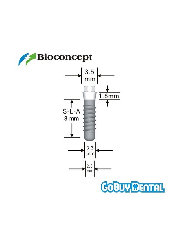 Straumann Compatible Standard Plus Implants Ф 3.3 mm- L 8mm (Narrow Neck  Ф 3.5 mm) 