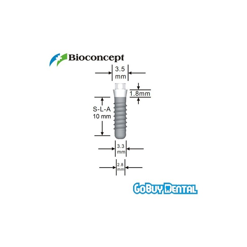 Straumann Compatible Standard Plus Implants Ф 3.3 mm- L 10mm (Narrow Neck  Ф 3.5 mm) 