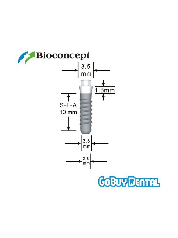 Straumann Compatible Standard Plus Implants Ф 3.3 mm- L 10mm (Narrow Neck  Ф 3.5 mm) 