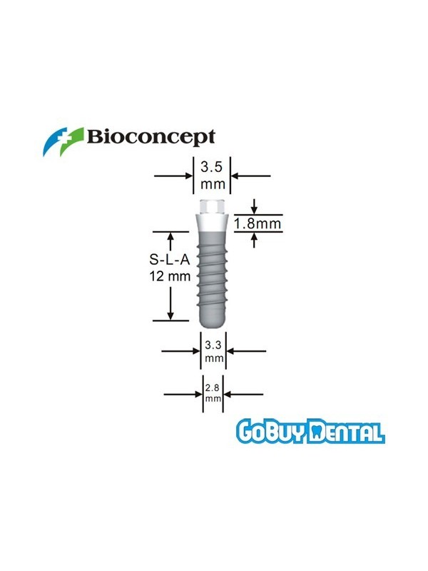 Straumann Compatible Standard Plus Implants Ф 3.3 mm- L 12mm (Narrow Neck  Ф 3.5 mm) 