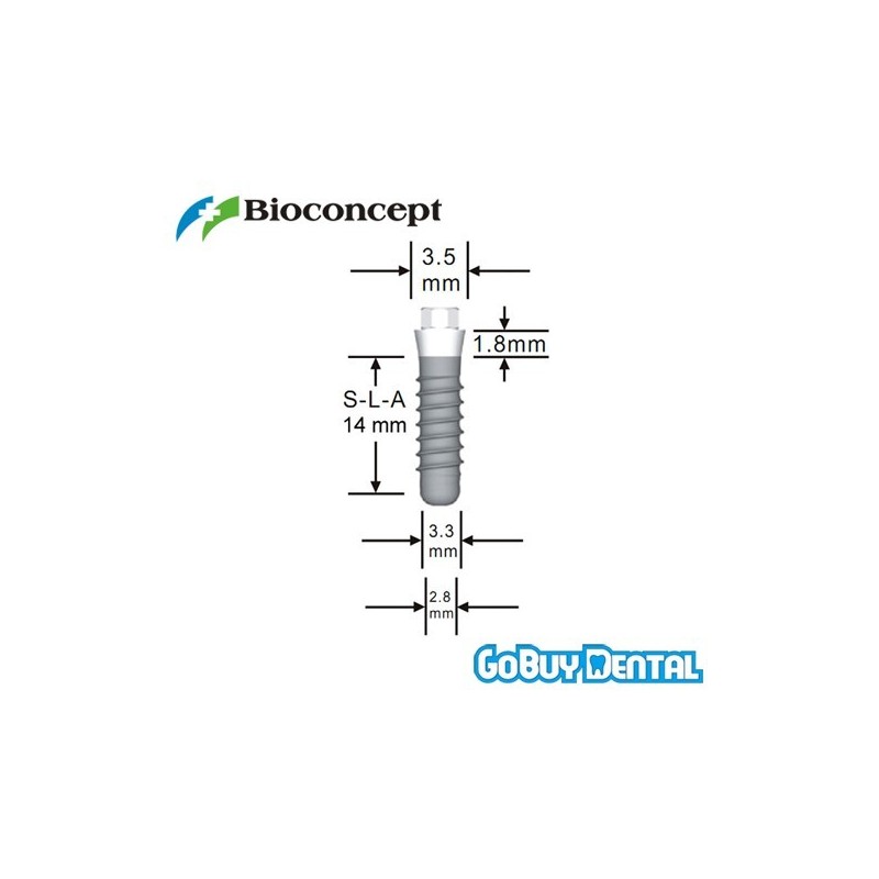 Straumann Compatible Standard Plus Implants Ф 3.3 mm- L 14mm (Narrow Neck  Ф 3.5 mm) 