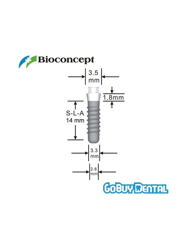 Straumann Compatible Standard Plus Implants Ф 3.3 mm- L 14mm (Narrow Neck  Ф 3.5 mm) 