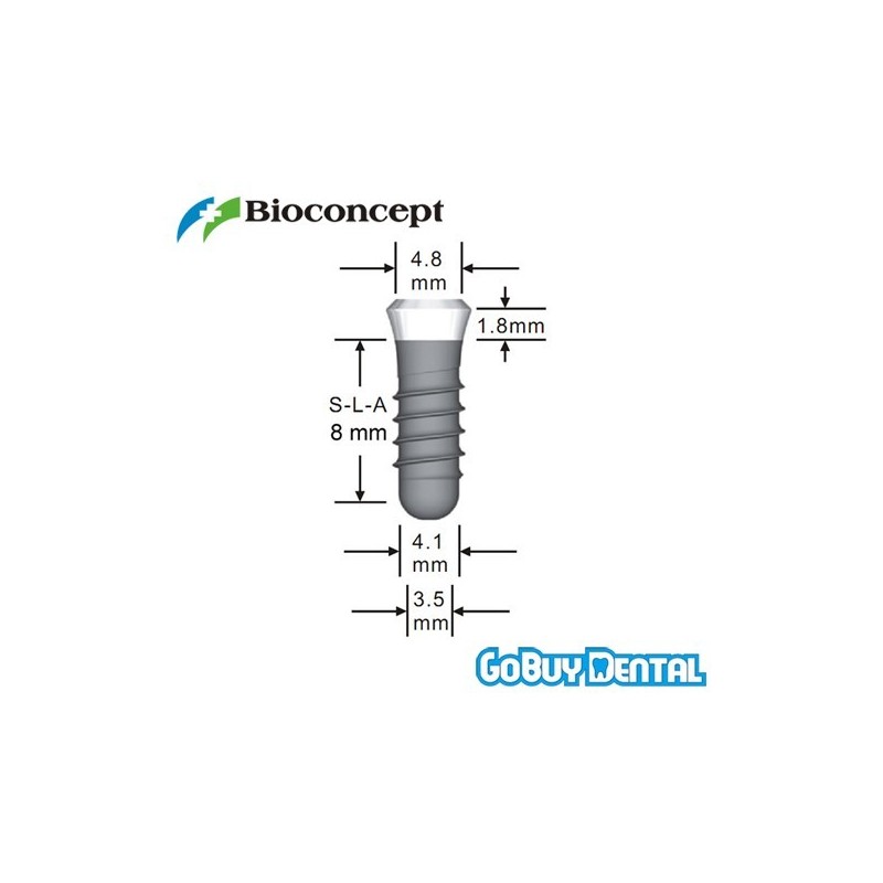 Straumann Compatible Standard Plus Implants Ф 4.1 mm- L 8mm (Regular Neck  Ф 4.8 mm) 