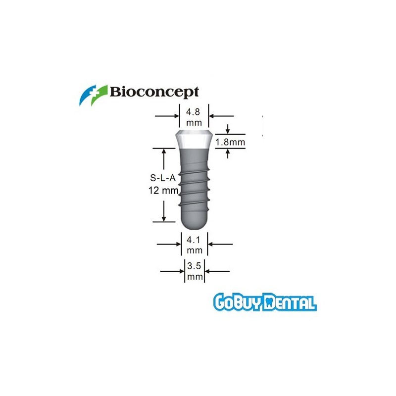 Straumann Compatible Standard Plus Implants Ф 4.1 mm- L 12mm (Regular Neck  Ф 4.8 mm) 