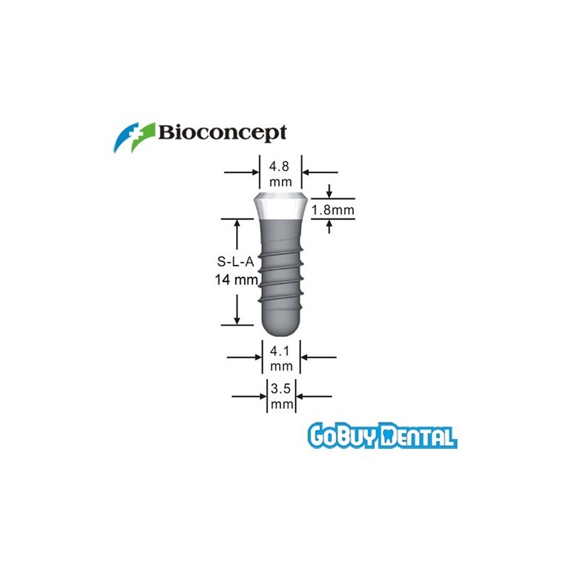 Straumann Compatible Standard Plus Implants Ф 4.1 mm- L 14mm (Regular Neck  Ф 4.8 mm) 
