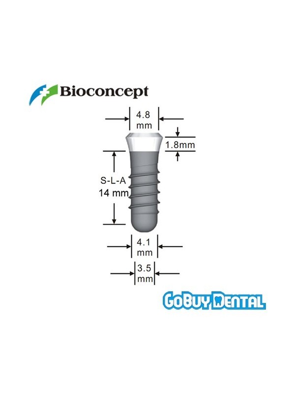 Straumann Compatible Standard Plus Implants Ф 4.1 mm- L 14mm (Regular Neck  Ф 4.8 mm) 