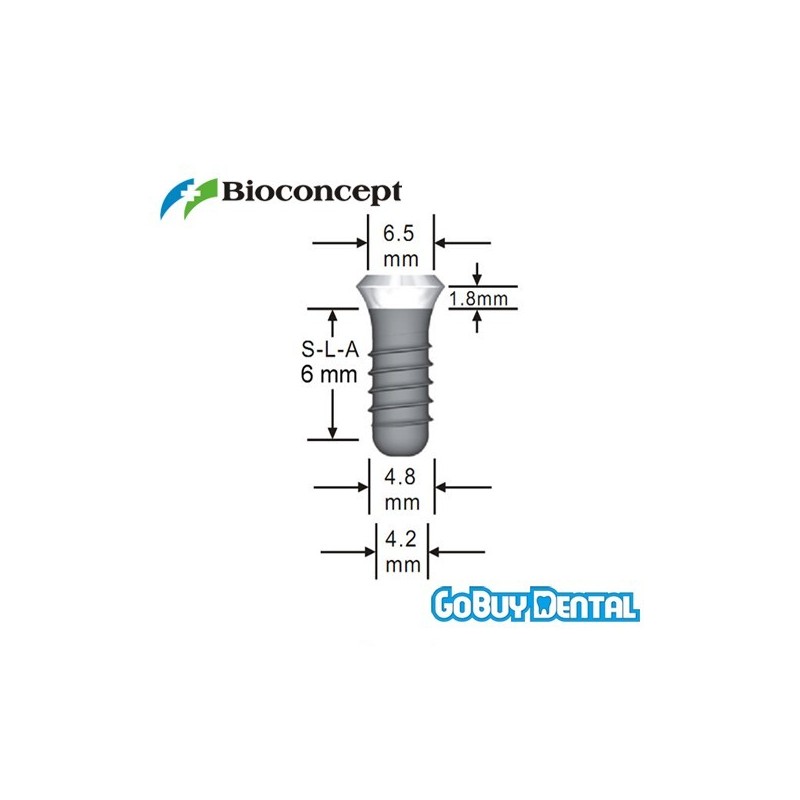 Standard Plus Implants Ф 4.8 mm- L 6mm (Wide Neck  Ф 6.5 mm) 
