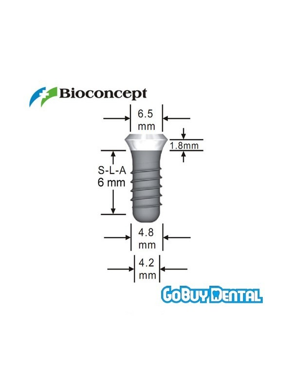 Standard Plus Implants Ф 4.8 mm- L 6mm (Wide Neck  Ф 6.5 mm) 