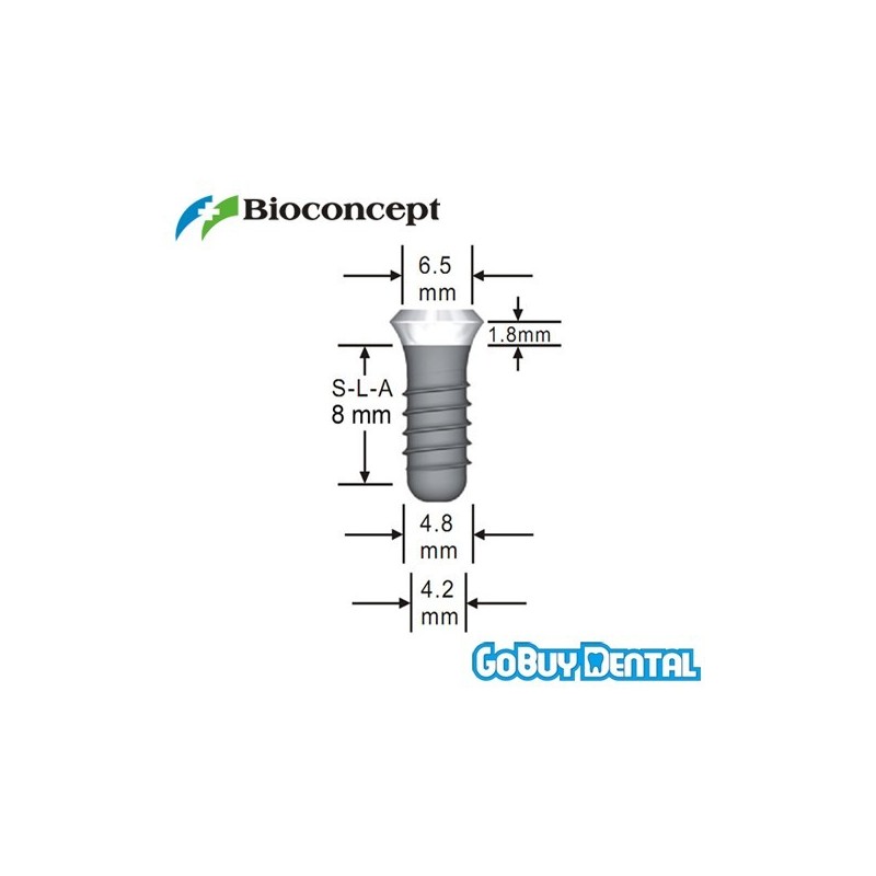 Straumann Compatible Standard Plus Implants Ф 4.8 mm- L 8mm (Wide Neck  Ф 6.5 mm) 