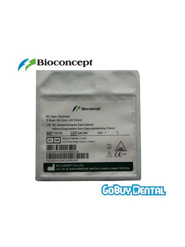 Straumann compatible Bioconcept RC Cementable Abutment D 5.0, GH 2, AH 5.5
