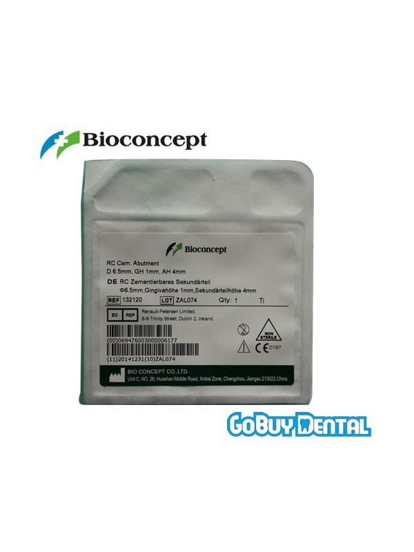 Straumann compatible Bioconcept RC Cementable abutment, Ø6.5mm, Gingiva height 1mm, Abutment Height 4mm