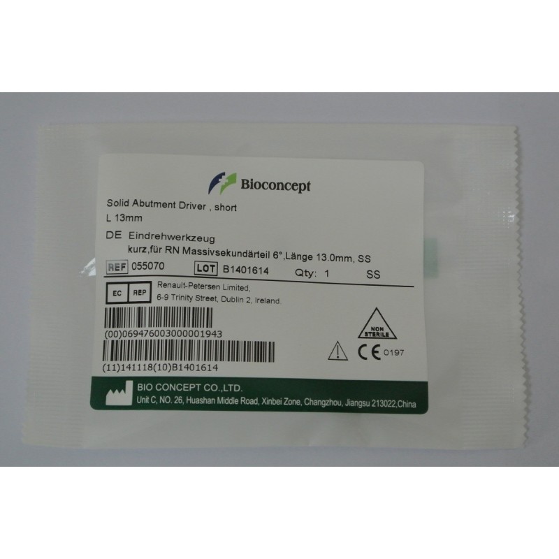 Solid abutment driver, Length 13.0mm, short, for RN solid abutment 6°  