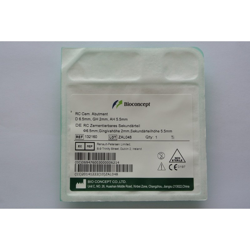 Straumann compatible Bone Level RC Cementable Abutment, D 6.5, GH 2, AH 5.5