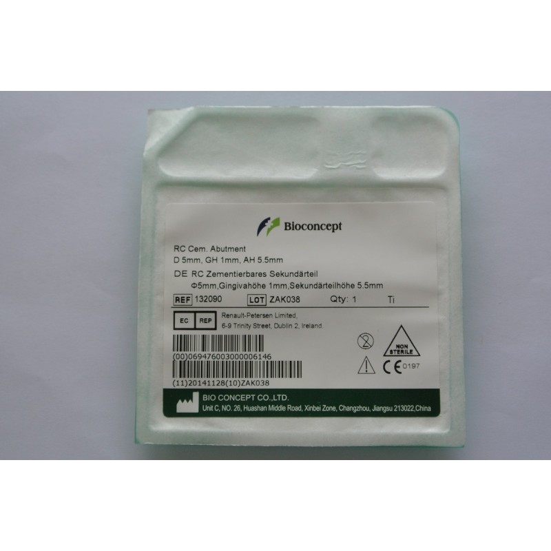 RC Cementable abutment, Ø 5.0mm, Gingiva height 1mm, Abutment Height 5.5mm