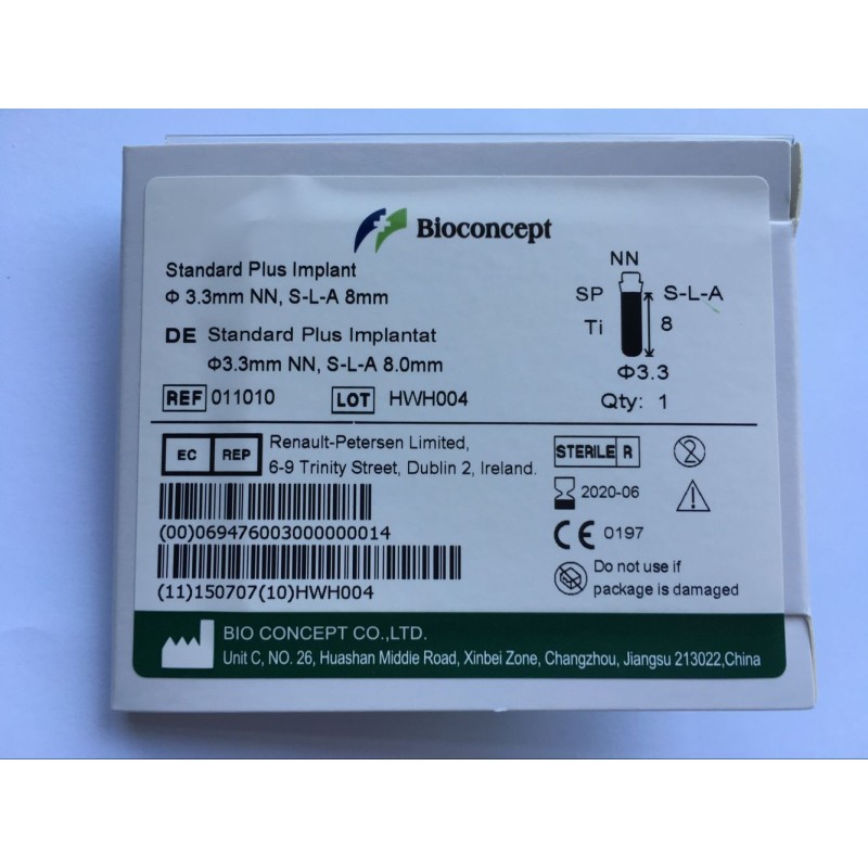Straumann Compatible Standard Plus Implants Ф 3.3 mm- L 8mm (Narrow Neck  Ф 3.5 mm) 