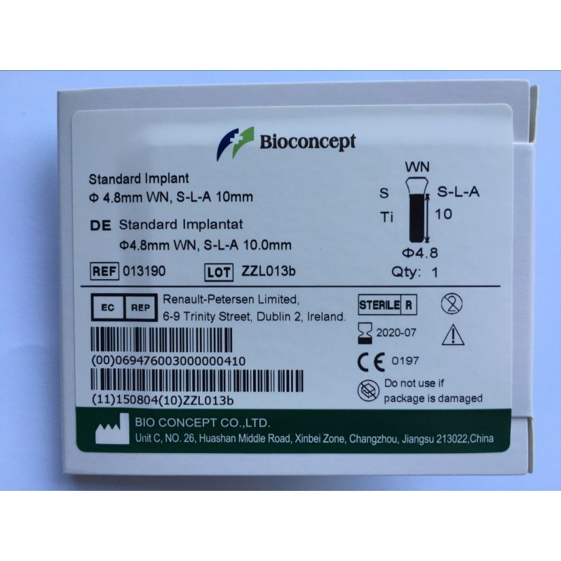 Straumann Compatible Standard Implants Ф 4.8 mm- L 10mm (Wide Neck  Ф 6.5 mm) 