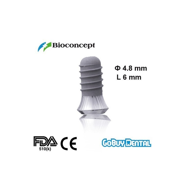 Straumann Compatible Standard Implants Ф 4.8 mm- L 6mm (Wide Neck  Ф 6.5 mm) 