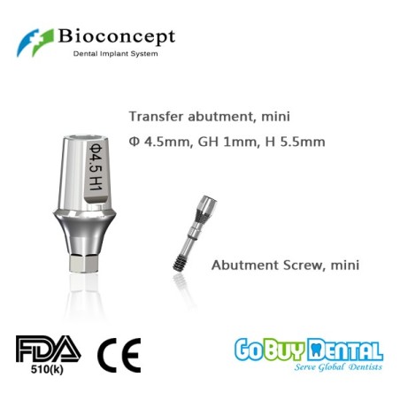 Bioconcept Hexagon NC transfer abutment φ4.5mm, gingival height 1mm, height 5.5mm