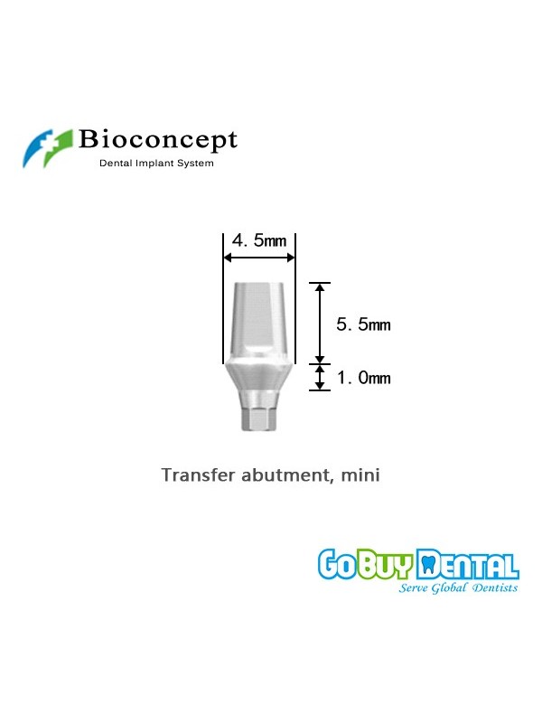 Bioconcept Hexagon NC transfer abutment φ4.5mm, gingival height 1mm, height 5.5mm