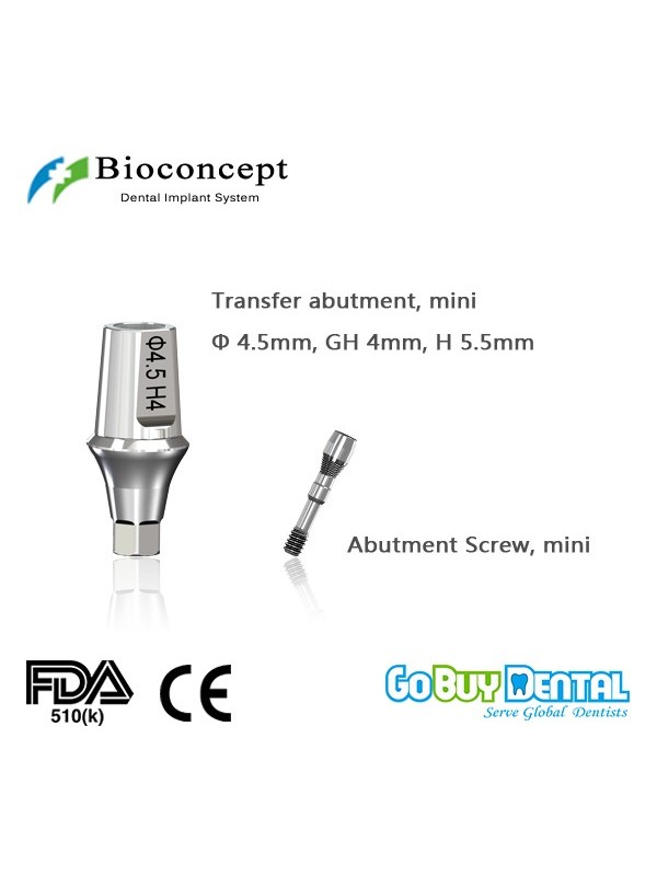 Bioconcept Hexagon NC transfer abutment φ4.5mm, gingival height 4mm, height 5.5mm