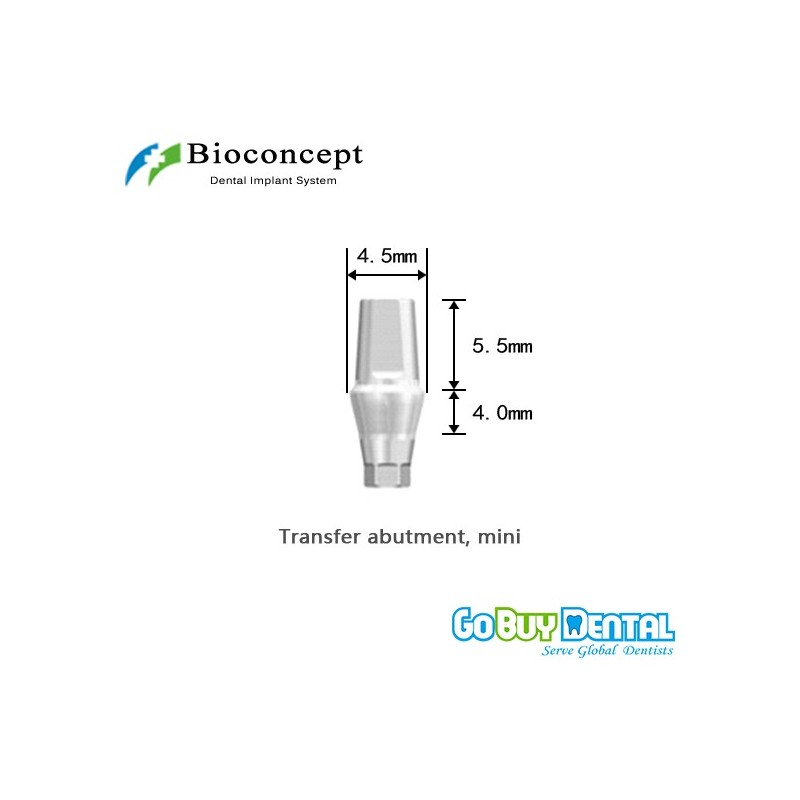 Bioconcept Hexagon NC transfer abutment φ4.5mm, gingival height 4mm, height 5.5mm