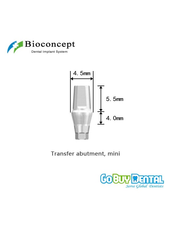 Bioconcept Hexagon NC transfer abutment φ4.5mm, gingival height 4mm, height 5.5mm