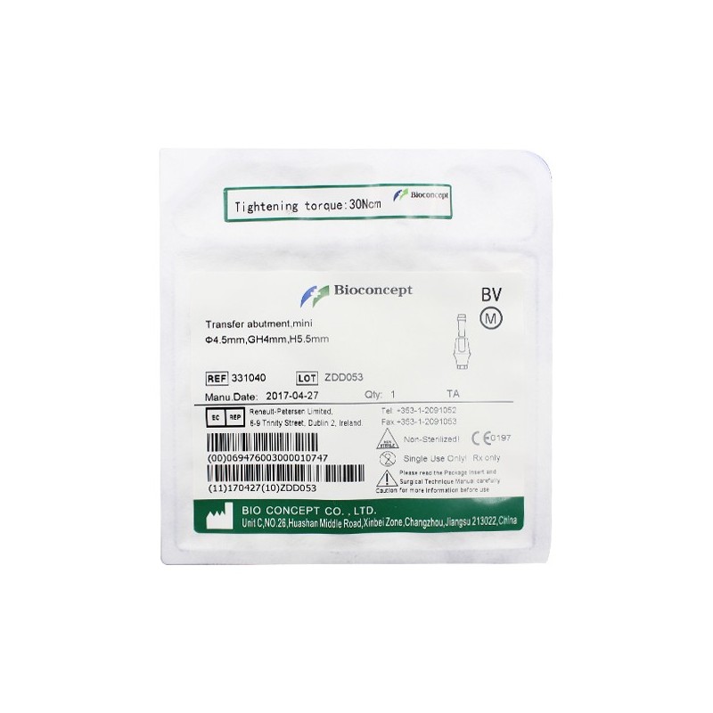 Bioconcept Hexagon NC transfer abutment φ4.5mm, gingival height 4mm, height 5.5mm