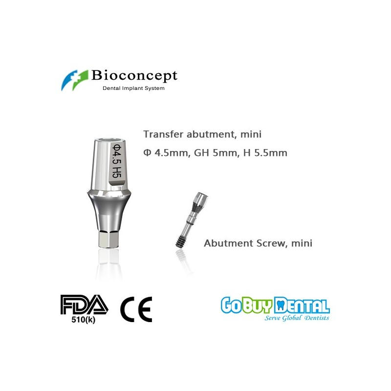 Bioconcept Hexagon NC transfer abutment φ4.5mm, gingival height 5mm, height 5.5mm