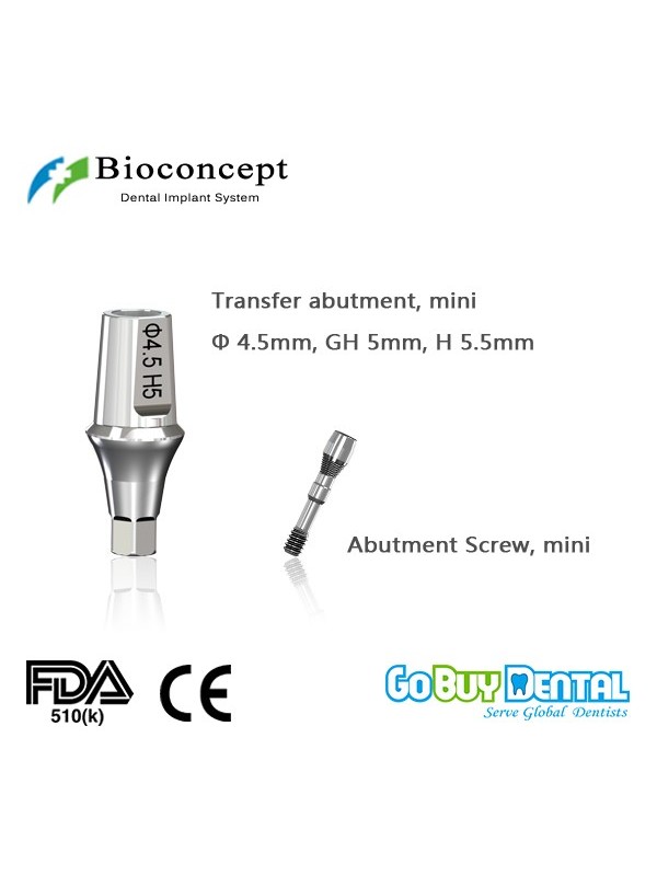 Bioconcept Hexagon NC transfer abutment φ4.5mm, gingival height 5mm, height 5.5mm