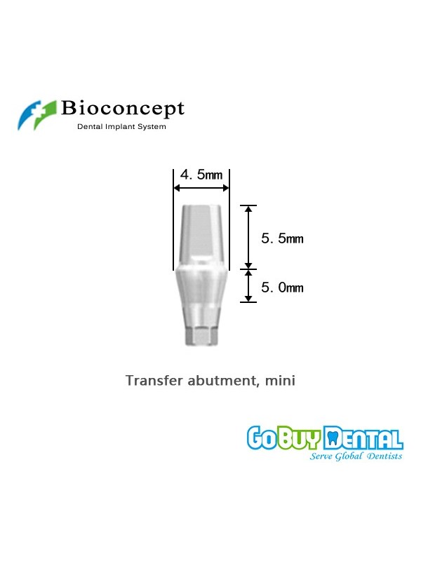Bioconcept Hexagon NC transfer abutment φ4.5mm, gingival height 5mm, height 5.5mm