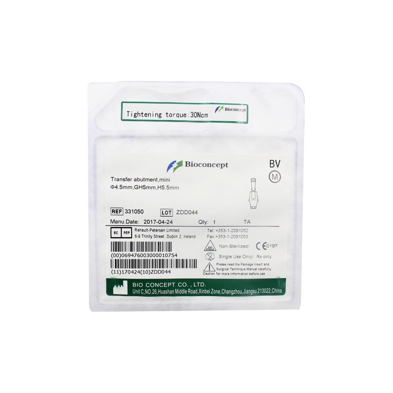 Bioconcept Hexagon NC transfer abutment φ4.5mm, gingival height 5mm, height 5.5mm