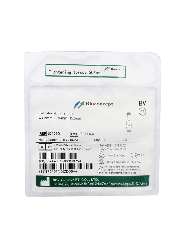 Bioconcept Hexagon NC transfer abutment φ4.5mm, gingival height 5mm, height 5.5mm