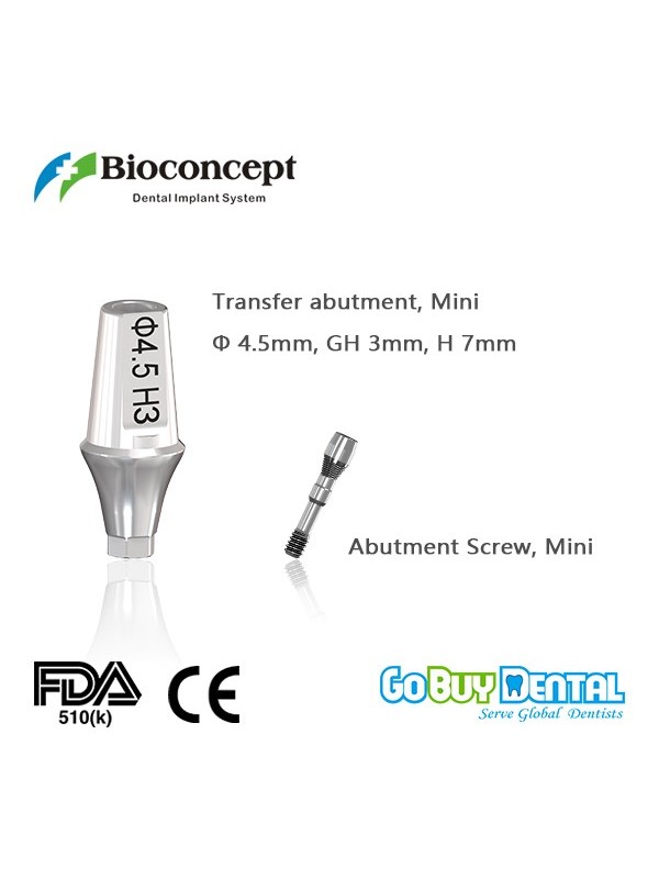 Bioconcept Hexagon mini transfer abutment φ4.5mm, gingival height 3mm, height 7mm