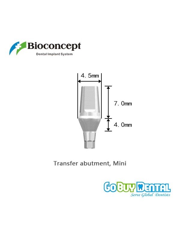 Bioconcept Hexagon mini transfer abutment φ4.5mm, gingival height 4mm, height 7mm