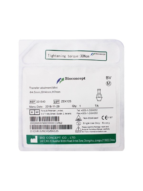 Bioconcept Hexagon mini transfer abutment φ4.5mm, gingival height 4mm, height 7mm