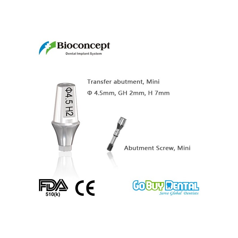 Bioconcept Hexagon mini transfer abutment φ4.5mm, gingival height 2mm, height 7mm(331520)