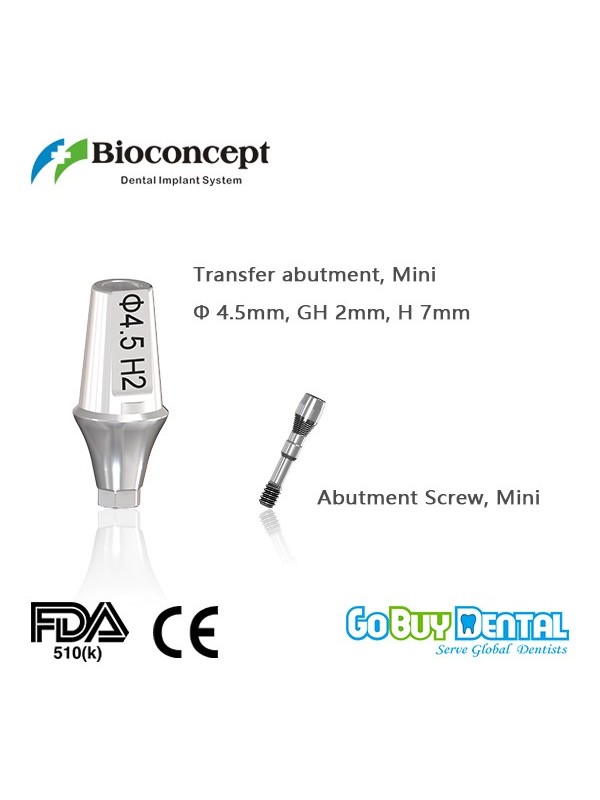 Bioconcept Hexagon mini transfer abutment φ4.5mm, gingival height 2mm, height 7mm(331520)