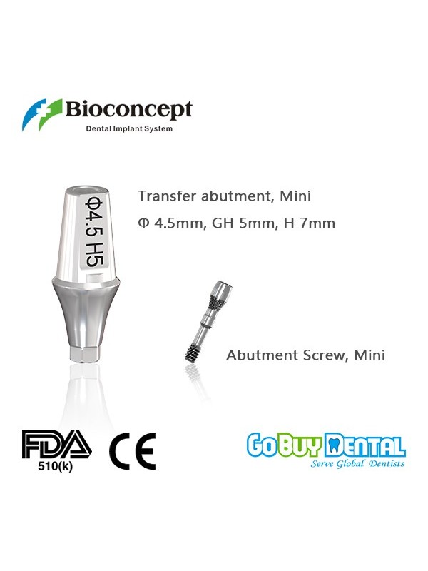 Bioconcept Hexagon mini transfer abutment φ4.5mm, gingival height 5mm, height 7mm