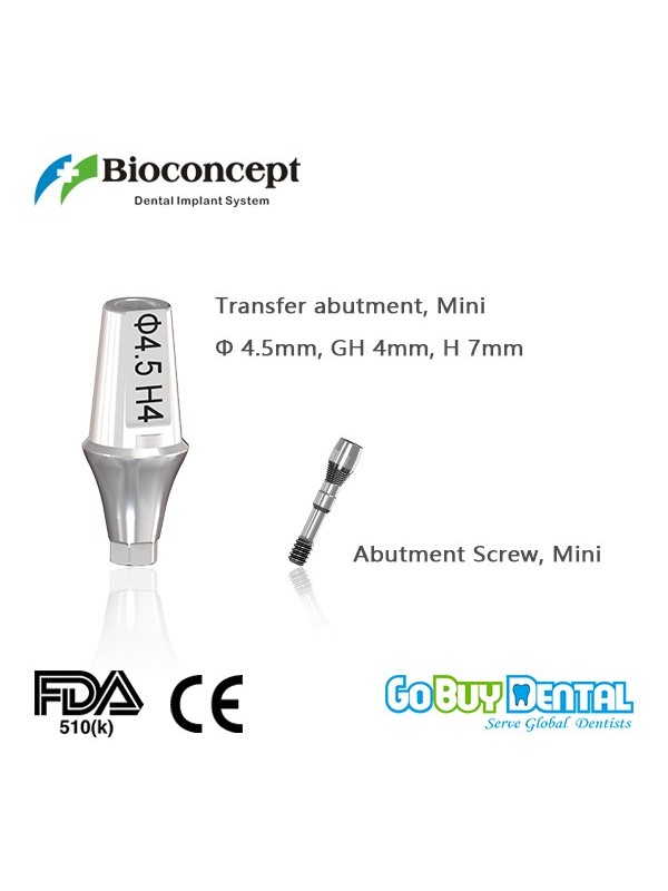 Bioconcept Hexagon mini transfer abutment φ4.5mm, gingival height 4mm, height 7mm