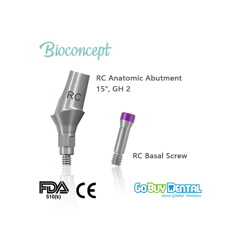 Straumann compatible RC Anatomic Abutment,15°, Gingival Height2.0mm