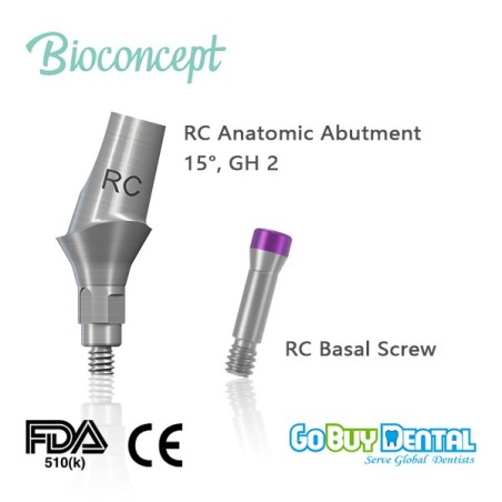 Straumann compatible RC Anatomic Abutment,15°, Gingival Height2.0mm
